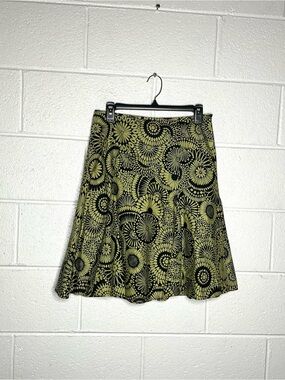 < Vintage George Green/Black Floral Pattern Cotton Mini Skirt >